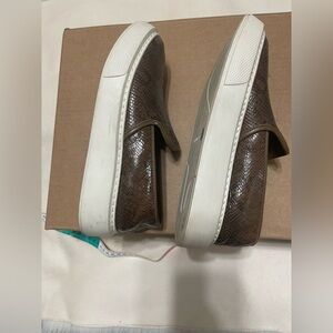 Vince Dark Brown Snake Print Slip-On Shoes